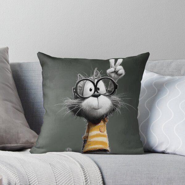 Item preview, Funny Nerdy Cat Peace Sign Cartoon designed and sold by TheColorKey.
