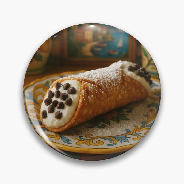 Item preview, Classic Cannoli on Colorful Ceramic Plate – Italian Dessert Vibes designed and sold by EmeraldeaArt.