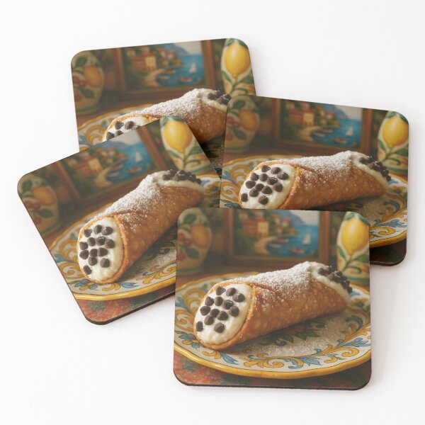 Item preview, Classic Cannoli on Colorful Ceramic Plate – Italian Dessert Vibes designed and sold by EmeraldeaArt.