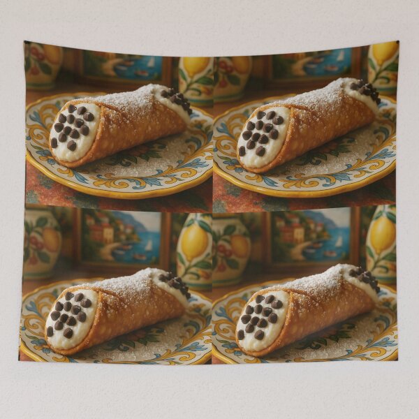 Item preview, Classic Cannoli on Colorful Ceramic Plate – Italian Dessert Vibes designed and sold by EmeraldeaArt.