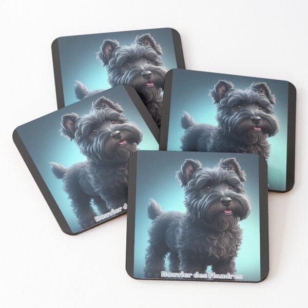 Item preview, Adorable Bouvier des Flandres Dog With Black Curly Fur Looking Cheerful designed and sold by KJ-Books.