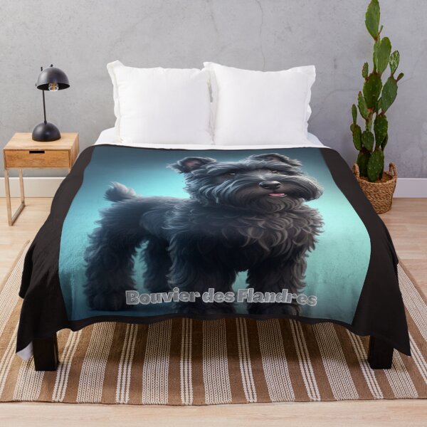Item preview, Adorable Bouvier des Flandres Dog With Black Curly Fur Looking Cheerful designed and sold by KJ-Books.
