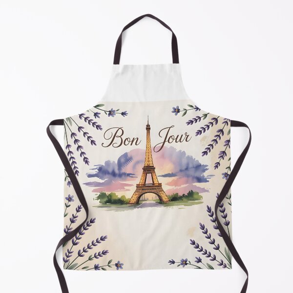 Item preview, Bonjour Paris – Watercolor Eiffel Tower with Lavender Frame designed and sold by EmeraldeaArt.