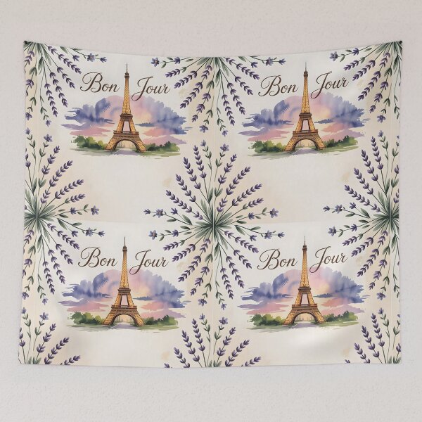Item preview, Bonjour Paris – Watercolor Eiffel Tower with Lavender Frame designed and sold by EmeraldeaArt.