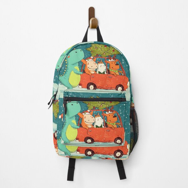 Item preview, Dino Christmas Convoy- Dinosaur Pushing Car Full of Festive Animals designed and sold by OlfactoART Studio.