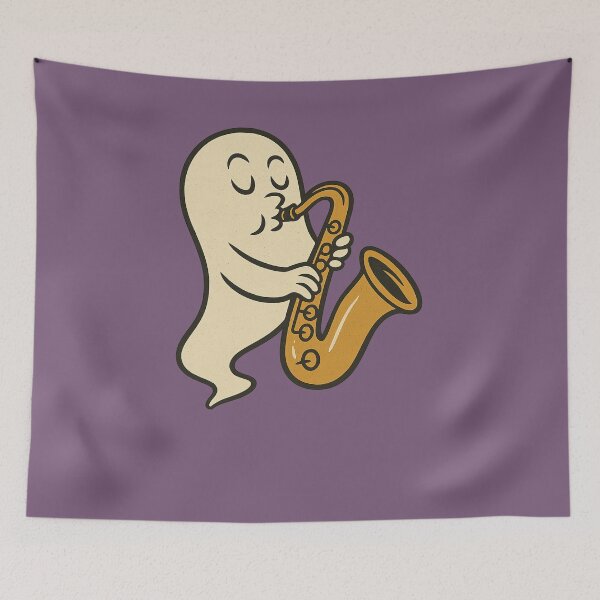 Item preview, Ghost Saxophonist – Retro 60s Halloween Jazz Squad designed and sold by Meandmyshop.