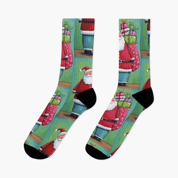 Item preview, Ho Ho Ho Santa Claus with Large Red Sack of Colorful Christmas Presents designed and sold by OlfactoART Studio.