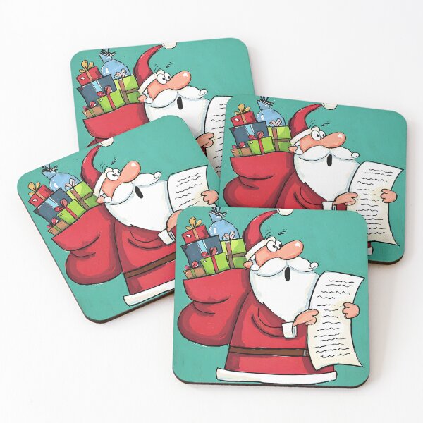 Item preview, Check Your List Twice Santa Claus with Red Sack of Colorful Christmas Presents and Long Scroll designed and sold by OlfactoART Studio.