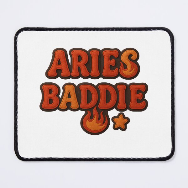 Item preview, Aries Baddie – Fiery 3D Felt Text Design with Gold, Red & Black Energy designed and sold by Embrace Tall.