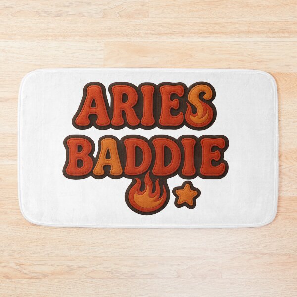 Item preview, Aries Baddie – Fiery 3D Felt Text Design with Gold, Red & Black Energy designed and sold by Embrace Tall.