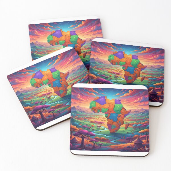 Item preview, Vibrant Africa Map Sunset Landscape | African Safari Art designed and sold by MugsNstuff Live Love Create!.