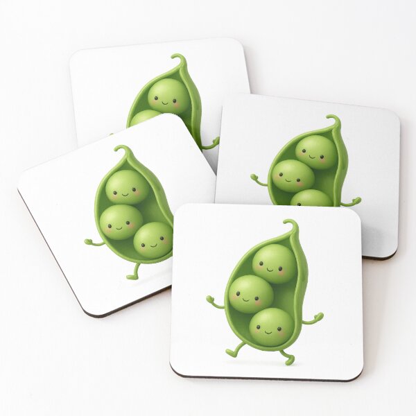 Item preview, Cute Dancing Pea Pod Friends | Kawaii Vegetable Art designed and sold by Moons Studio.