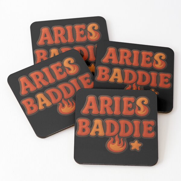 Item preview, Aries Baddie – Fiery 3D Felt Text Design with Gold, Red & Black Energy designed and sold by Embrace Tall.