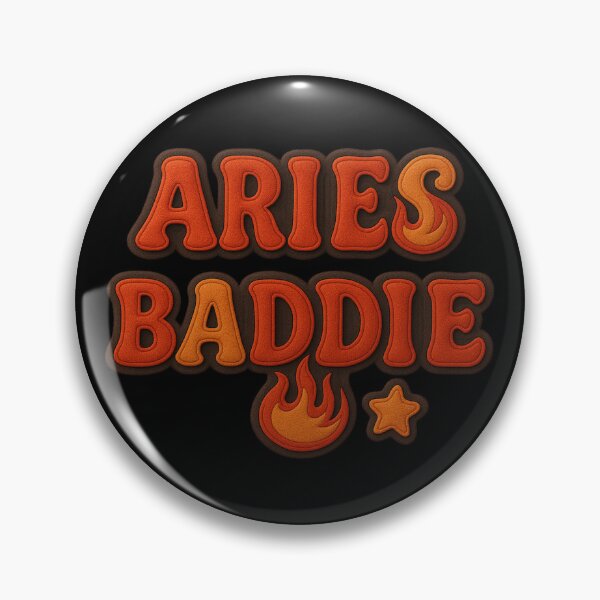 Item preview, Aries Baddie – Fiery 3D Felt Text Design with Gold, Red & Black Energy designed and sold by Embrace Tall.