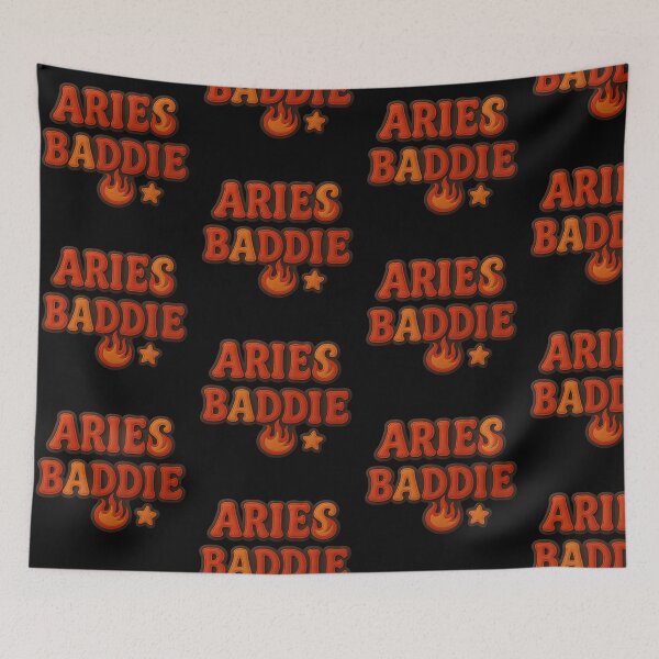 Item preview, Aries Baddie – Fiery 3D Felt Text Design with Gold, Red & Black Energy designed and sold by Embrace Tall.