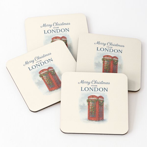 Item preview, Merry Christmas from London – Festive Red Phone Box designed and sold by Novel Works Studio.