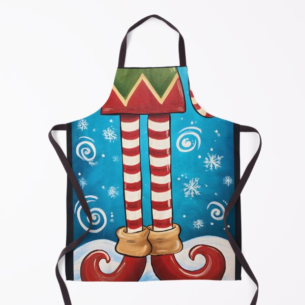 Item preview, Whimsical Christmas Elf Legs in Snow - Playful Holiday Scene with Striped Socks and Curved Shoes designed and sold by OlfactoART Studio.