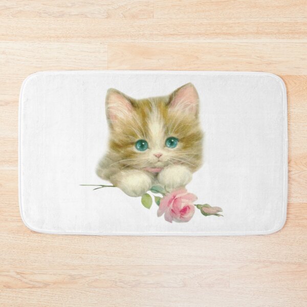 Item preview, Vintage cat with pink rose  designed and sold by Pixiedrop.