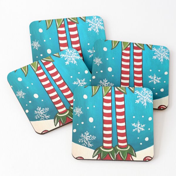 Item preview, Santa's Little Helper Style- Festive Elf Legs with Curly Shoes in a Snowy Wonderland designed and sold by OlfactoART Studio.
