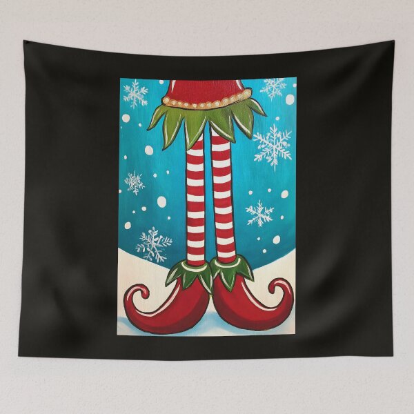 Item preview, Santa's Little Helper Style- Festive Elf Legs with Curly Shoes in a Snowy Wonderland designed and sold by OlfactoART Studio.