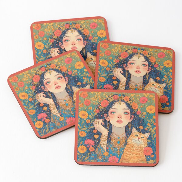 Item preview, Beautiful girl with a cat. designed and sold by Natalia-Vlad.