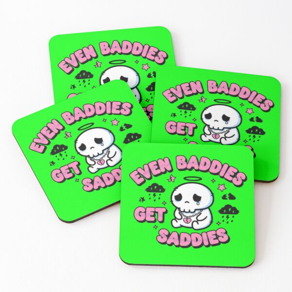 Item preview, Even Baddies Get Saddies – Cute Kawaii Skeleton Pastel Goth designed and sold by Charisma Enigma.