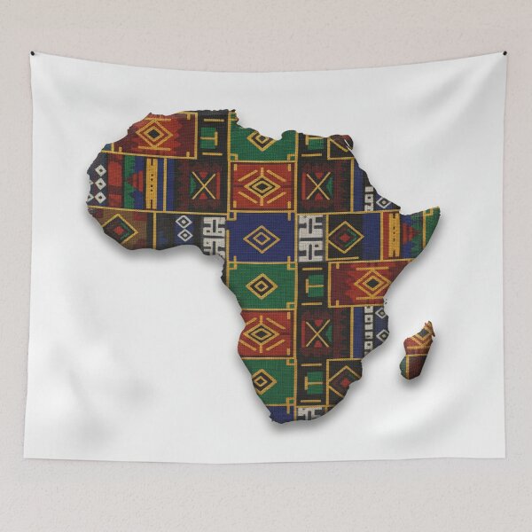 Item preview, African Continent Map Pattern | Tribal Fabric Print Art designed and sold by MugsNstuff Live Love Create!.