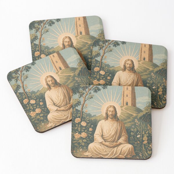 Item preview, Jesus Meditating in the Garden — At Glastonbury Tor The First Church of Christ designed and sold by Loving Nature Gifts.