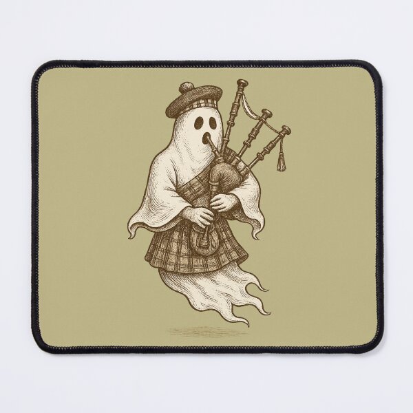 Item preview, Ghost Bagpiper Scottish Music Halloween Vintage Etching Design designed and sold by Meandmyshop.