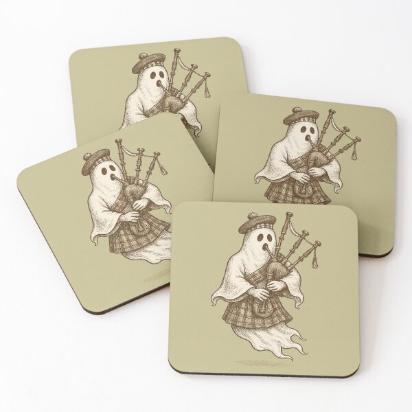 Item preview, Ghost Bagpiper Scottish Music Halloween Vintage Etching Design designed and sold by Meandmyshop.