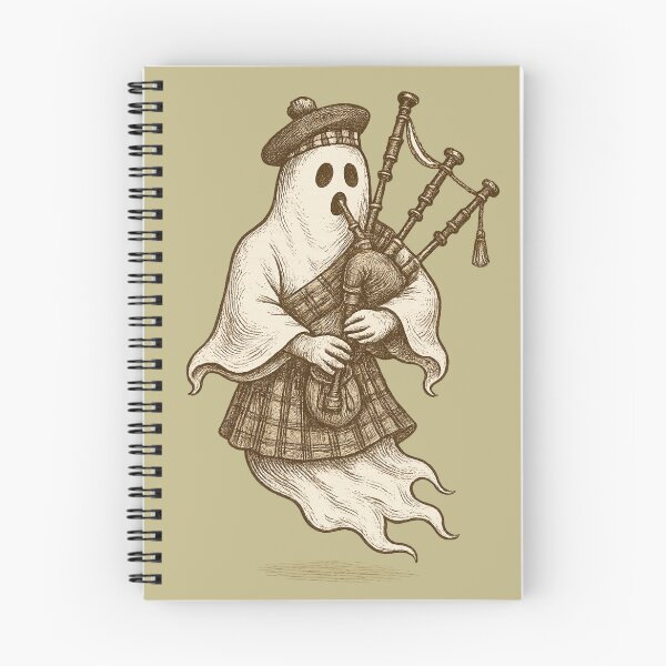 Item preview, Ghost Bagpiper Scottish Music Halloween Vintage Etching Design designed and sold by Meandmyshop.