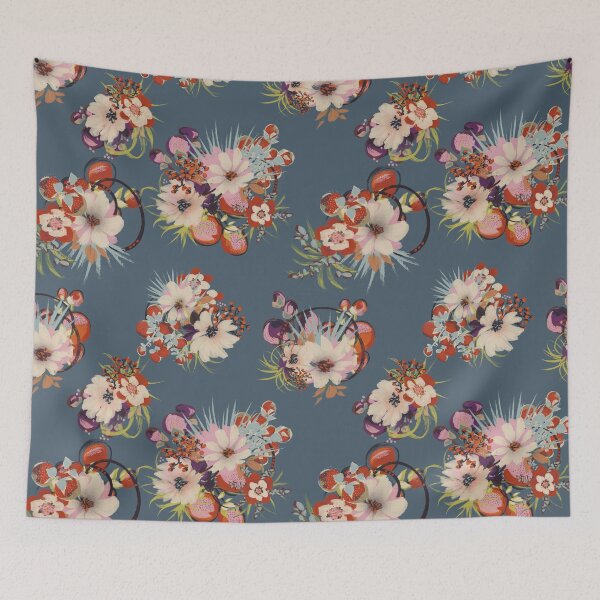 Item preview, Modern Ikebana Floral on Teal designed and sold by Kathryn-Designs.