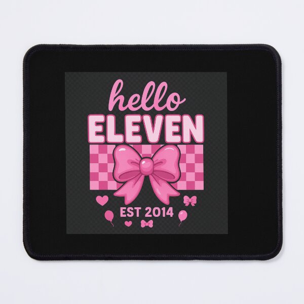 Item preview, Hello Eleven – Cute Pink Birthday Bow T-Shirt for Girls designed and sold by DailyDrivesct.