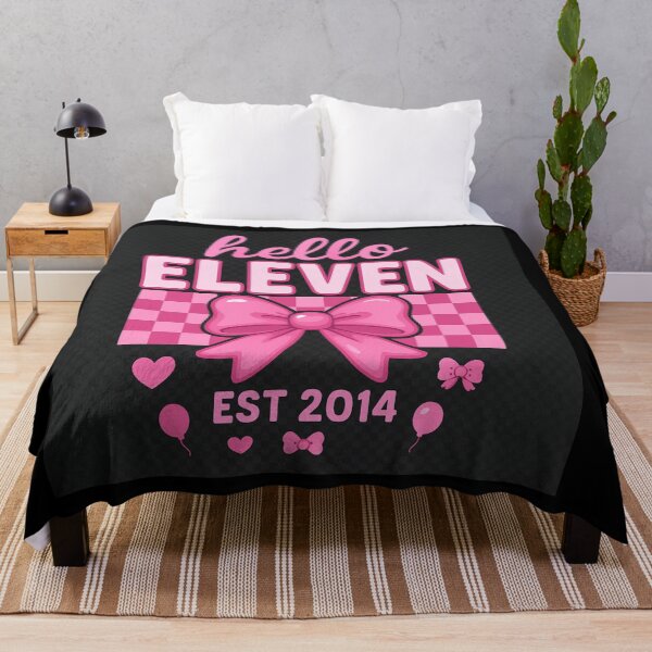 Item preview, Hello Eleven – Cute Pink Birthday Bow T-Shirt for Girls designed and sold by DailyDrivesct.