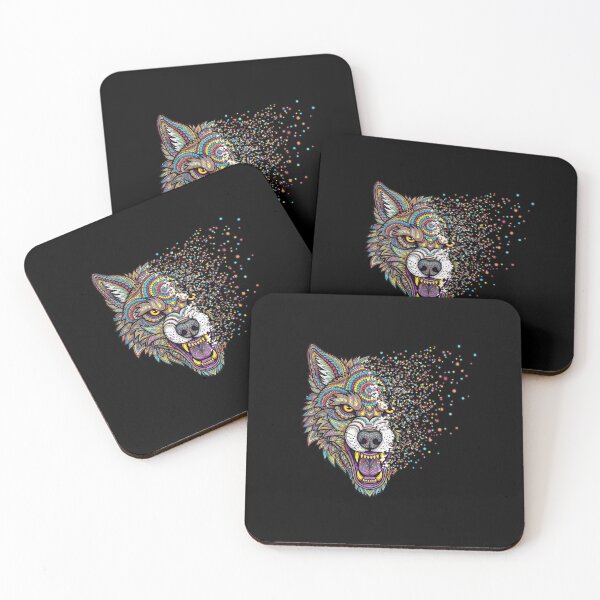 Item preview, Psychedelic Mandala Wolf T-Shirt | Trippy Spirit Animal Visionary Art Tee designed and sold by DotsNSoul.