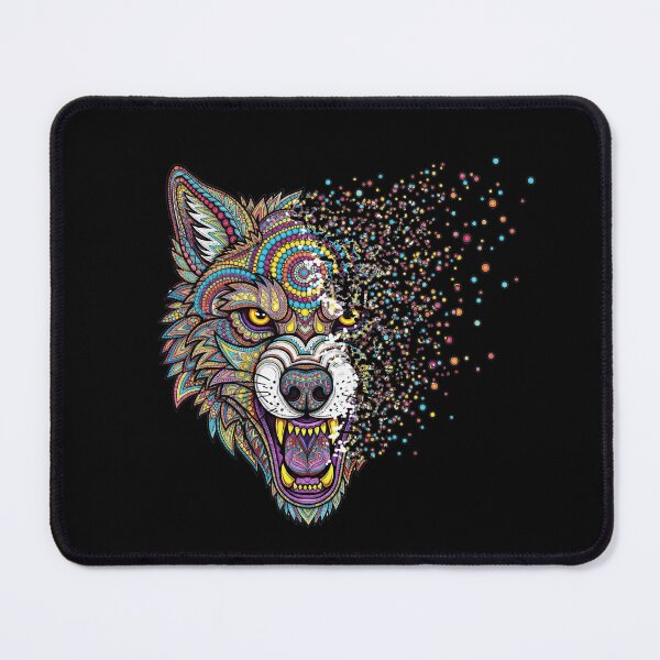 Item preview, Psychedelic Mandala Wolf T-Shirt | Trippy Spirit Animal Visionary Art Tee designed and sold by DotsNSoul.