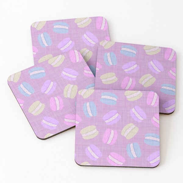 Item preview, Tossed Macarons in Pastel Shades on Purple Plum Dark Mauve Linen Look Background designed and sold by piptompatternco.