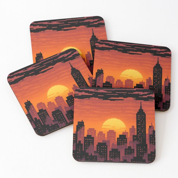 Item preview, Pixel Sunset Over City Skyline designed and sold by bashhonkdesign.