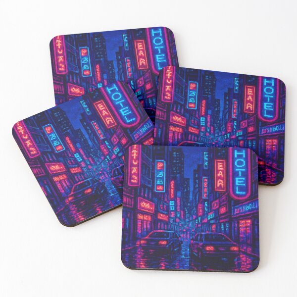 Item preview, Neon Night Pixel City – 16-Bit Cyberpunk Vibes designed and sold by bashhonkdesign.