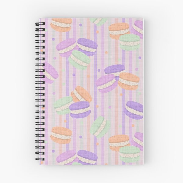 Item preview, Tossed Macarons in Pastel Shades on Pale Mauve Lilac Linen Look Background with Spots and Stripes designed and sold by piptompatternco.