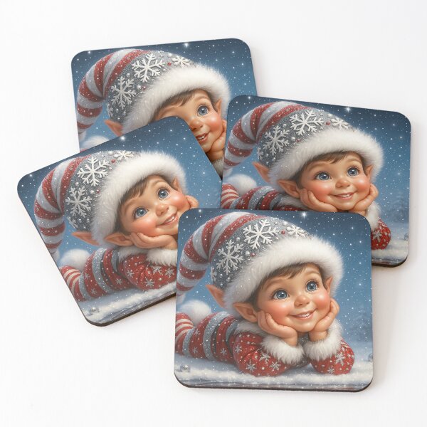 Item preview, Little Christmas Elf in Glittering Snow – Warm Holiday Magic designed and sold by Unvergessenart.