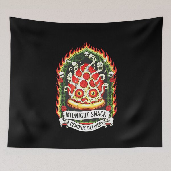 Item preview, Midnight Snack Retro Horror Pizza designed and sold by CoffinsArt.
