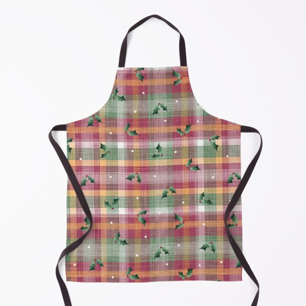Item preview, Cute Scattered Holly Leaves & Berries on Red Green & White Tartan Plaid Background designed and sold by piptompatternco.