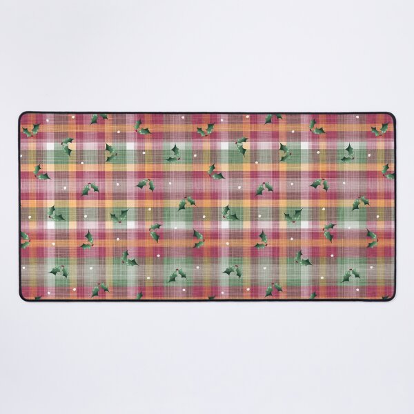 Item preview, Cute Scattered Holly Leaves & Berries on Red Green & White Tartan Plaid Background designed and sold by piptompatternco.