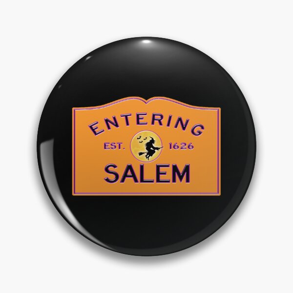 Item preview, Entering Salem Road Sign - Salem, Massachusetts - Witch In The Moon - Halloween Edition - Orange and Purple designed and sold by SouthShorePics.