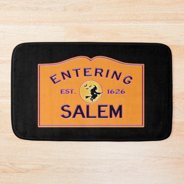 Item preview, Entering Salem Road Sign - Salem, Massachusetts - Witch In The Moon - Halloween Edition - Orange and Purple designed and sold by SouthShorePics.