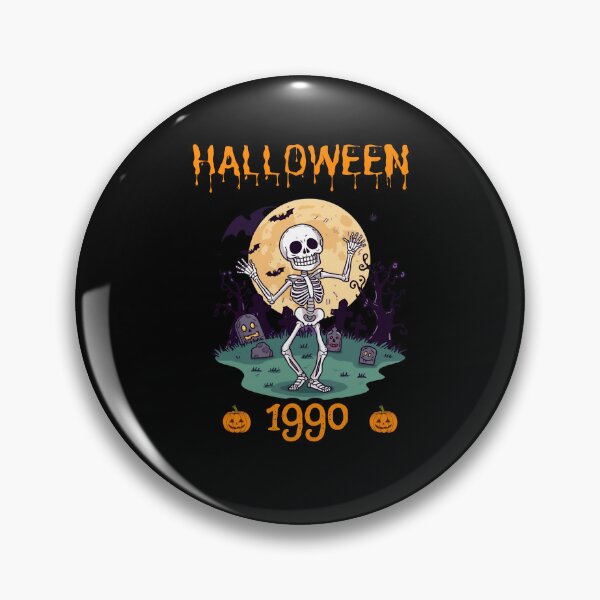 Item preview, Halloween Skeleton Dancing Under Full Moon With Grinning Pumpkins and Spooky Graveyard Scene designed and sold by KanDa-Shop.