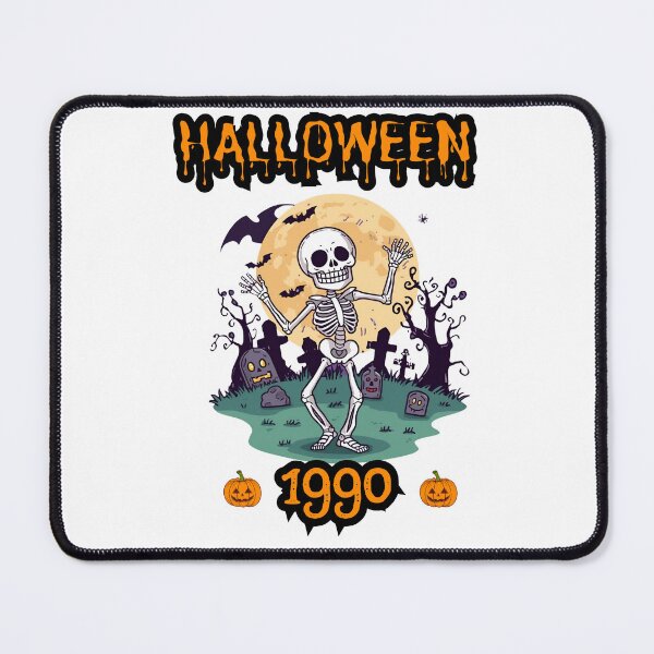 Item preview, Halloween Skeleton Dancing Under Full Moon With Grinning Pumpkins and Spooky Graveyard Scene designed and sold by KanDa-Shop.