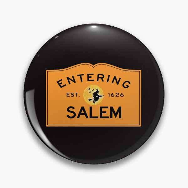Item preview, Entering Salem Road Sign - Salem, Massachusetts - Witch In The Moon - Halloween Edition - Orange Background designed and sold by SouthShorePics.