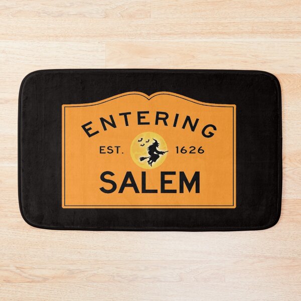 Item preview, Entering Salem Road Sign - Salem, Massachusetts - Witch In The Moon - Halloween Edition - Orange Background designed and sold by SouthShorePics.